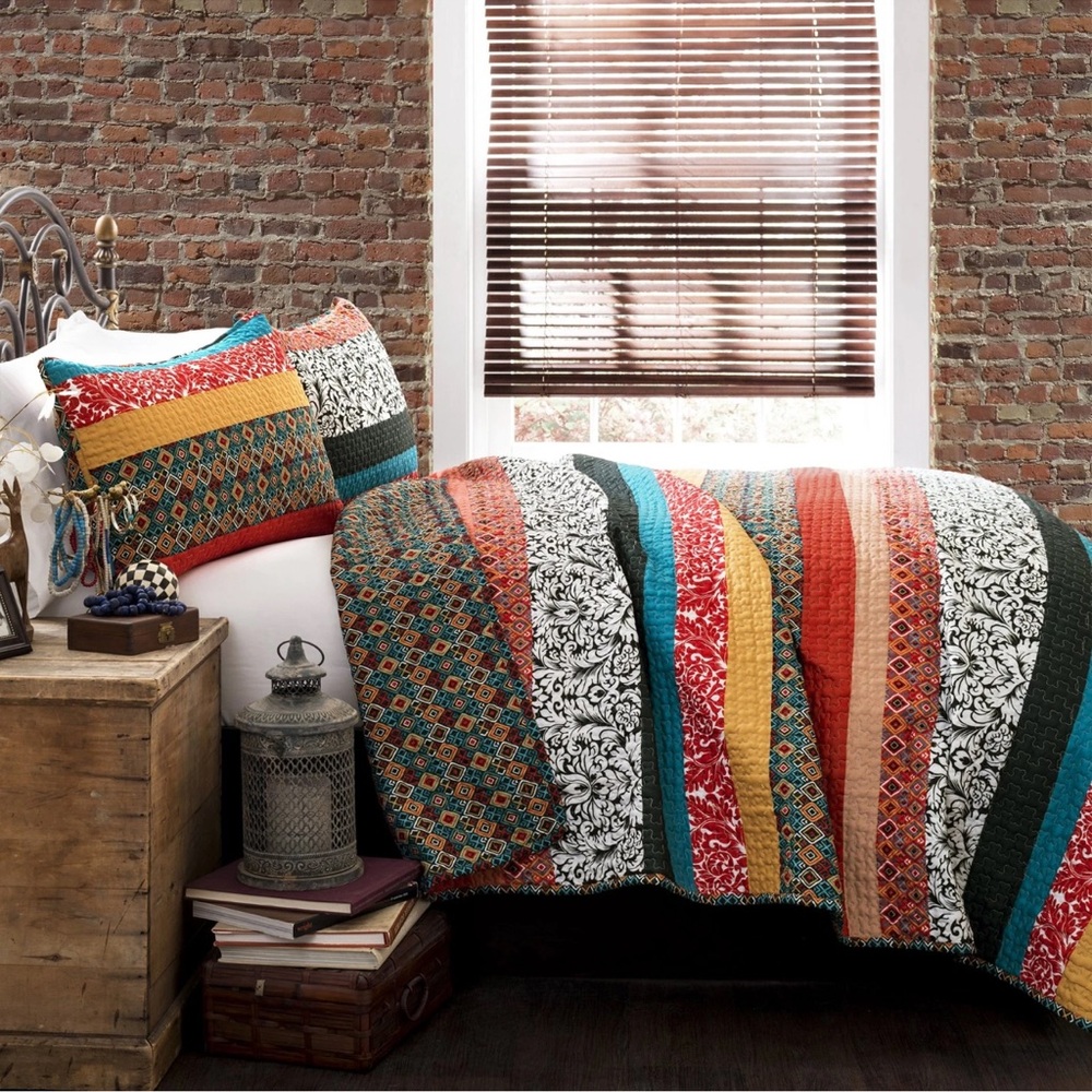Quilted Coverlet King Size set of three Reversible 100% cotton